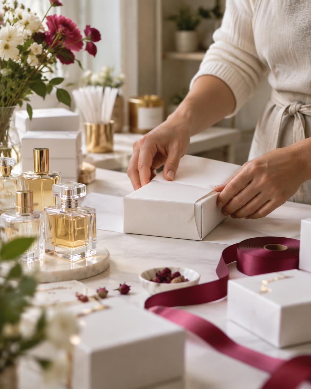 Preparación artesanal de un pedido de perfumes
